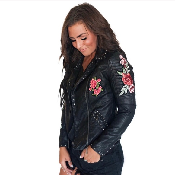 black rose leather jacket